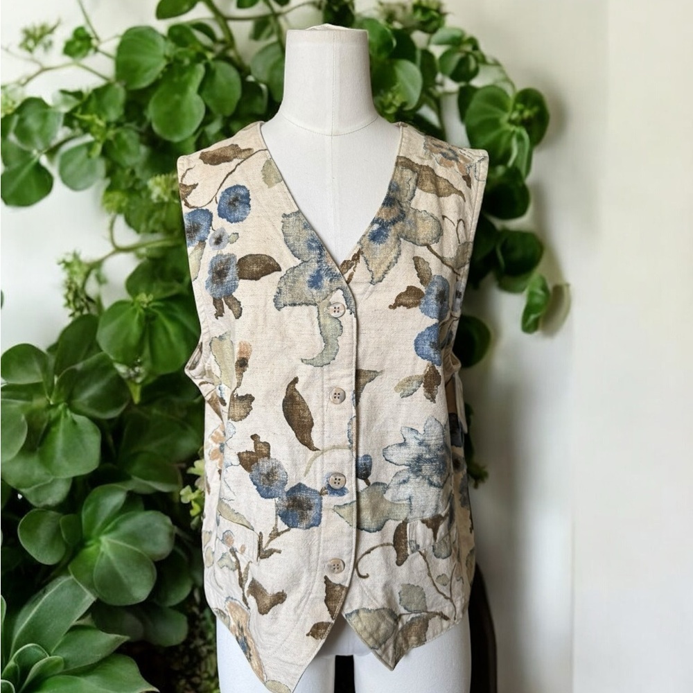 90’S Vintage Gotcha Covered Waistcoat ‎ Floral Outdoors Made In USA  Large